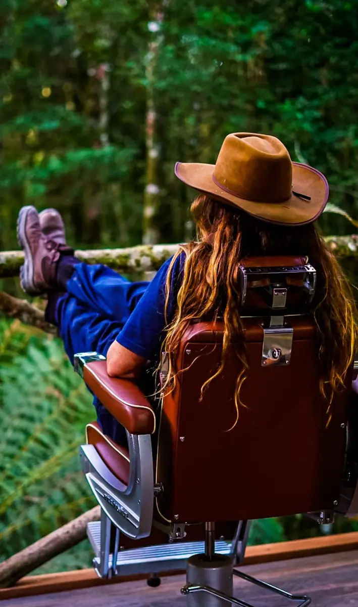 Sindi reconnecting with nature in a forest setting